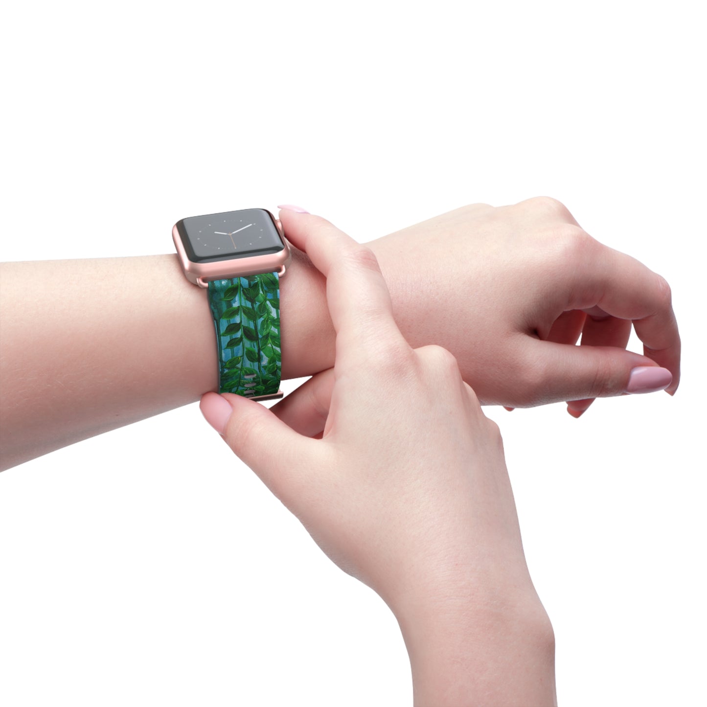 Blue Planet Series, Jungle leaves faux leather Watch Band by artist Marie Frederique
