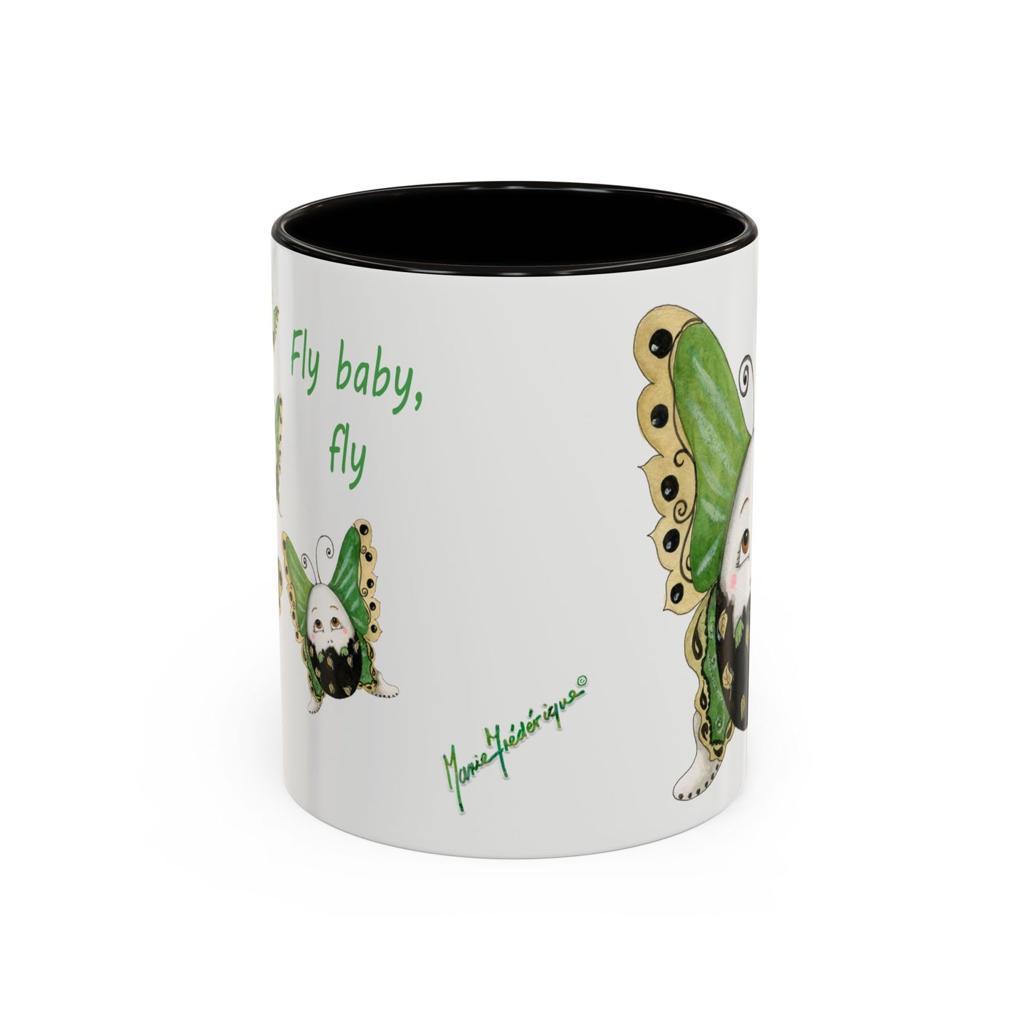 Whimsical Egg Butterfly 2 "Fly, baby fly", Colorful Mug by Artist Marie Frederique