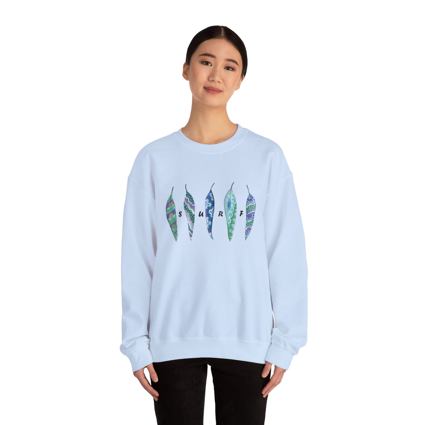 SURF painted leaves - Unisex Heavy Blend™ Crewneck Sweatshirt by artist Marie Frederique