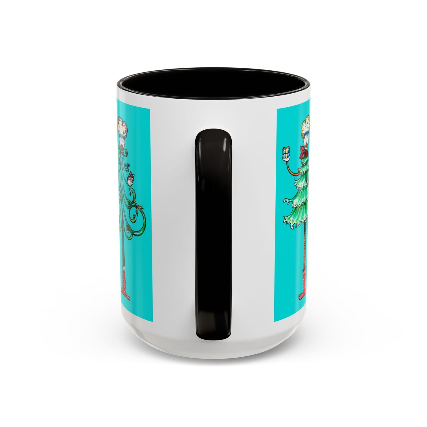 Christmas Trees, Happy Holiday Colorful Mugs by artist Marie Frederique