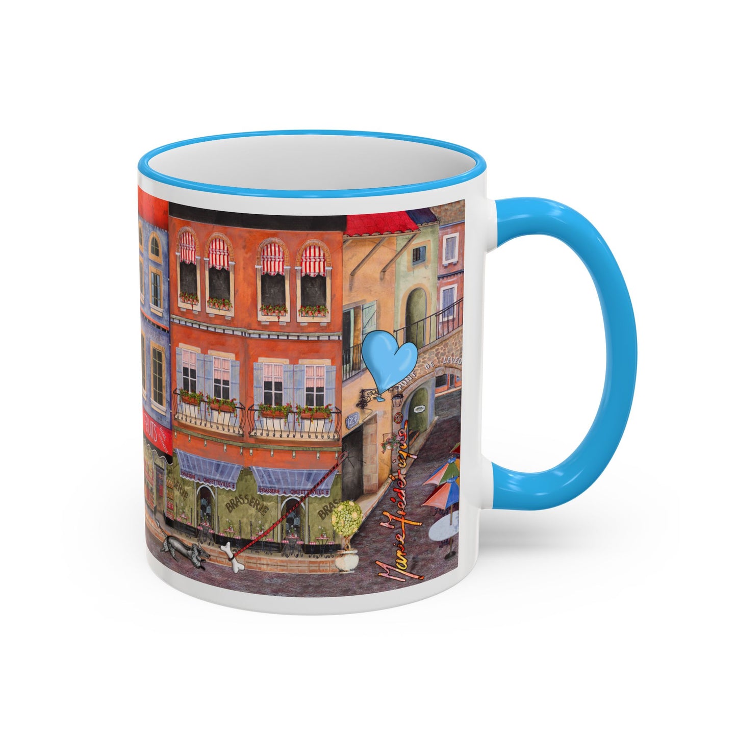 Chefetteville, Street Café Mug (11oz/15oz) - European Village Art by artist Marie Frederique