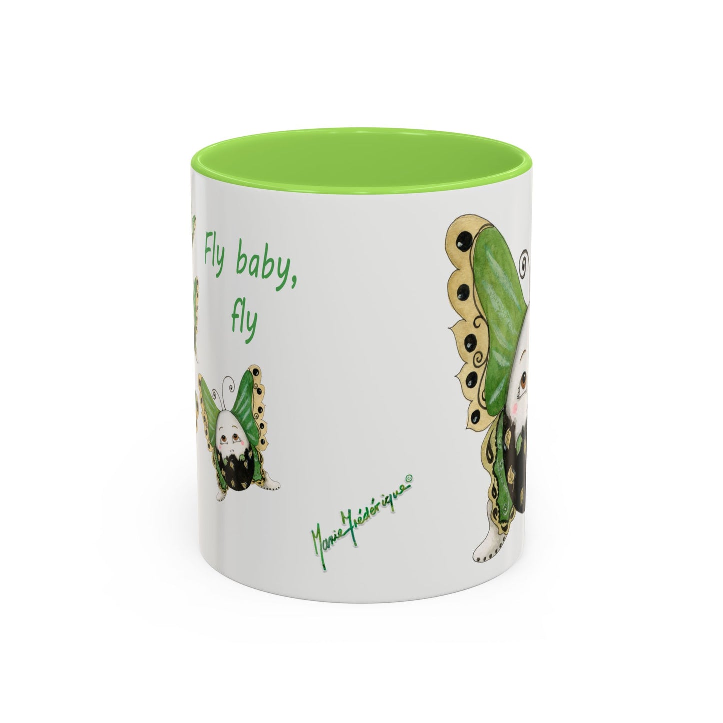 Whimsical Egg Butterfly 2 "Fly, baby fly", Colorful Mug by Artist Marie Frederique