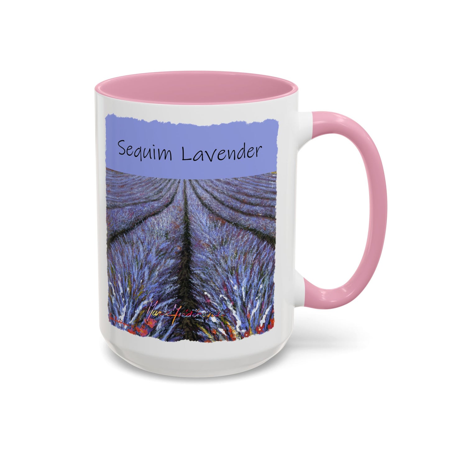 Lavender field Mug, Meet Me in the Fields Coffee Cup, by artist Marie Frederique