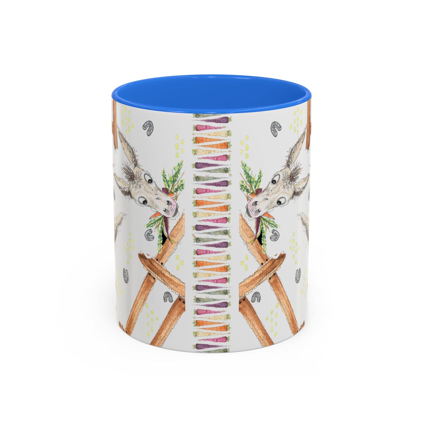 Rainbow Carrots and Donkeys - Colorful Mug by Artist Marie Frederique