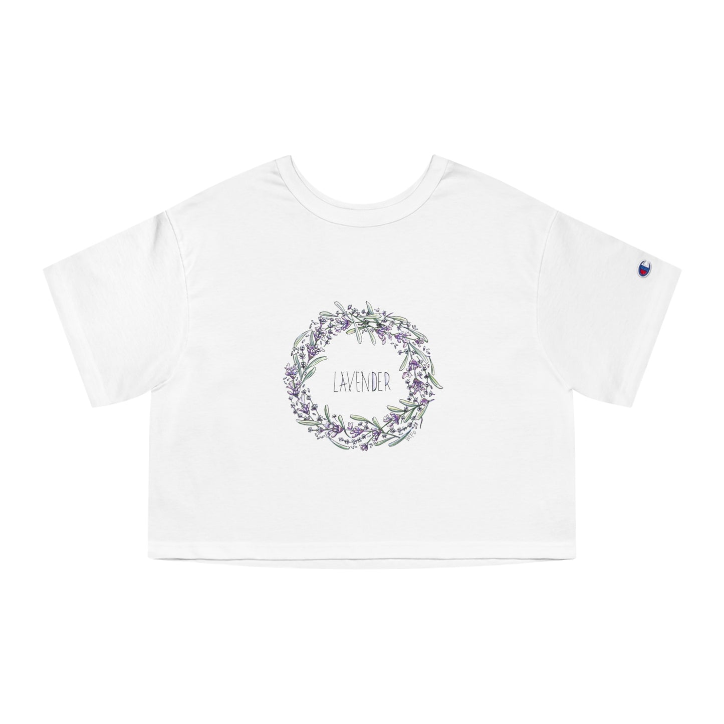 Lavender Wreath, Champion Women's Heritage Cropped T-Shirt by artist Marie Frederique