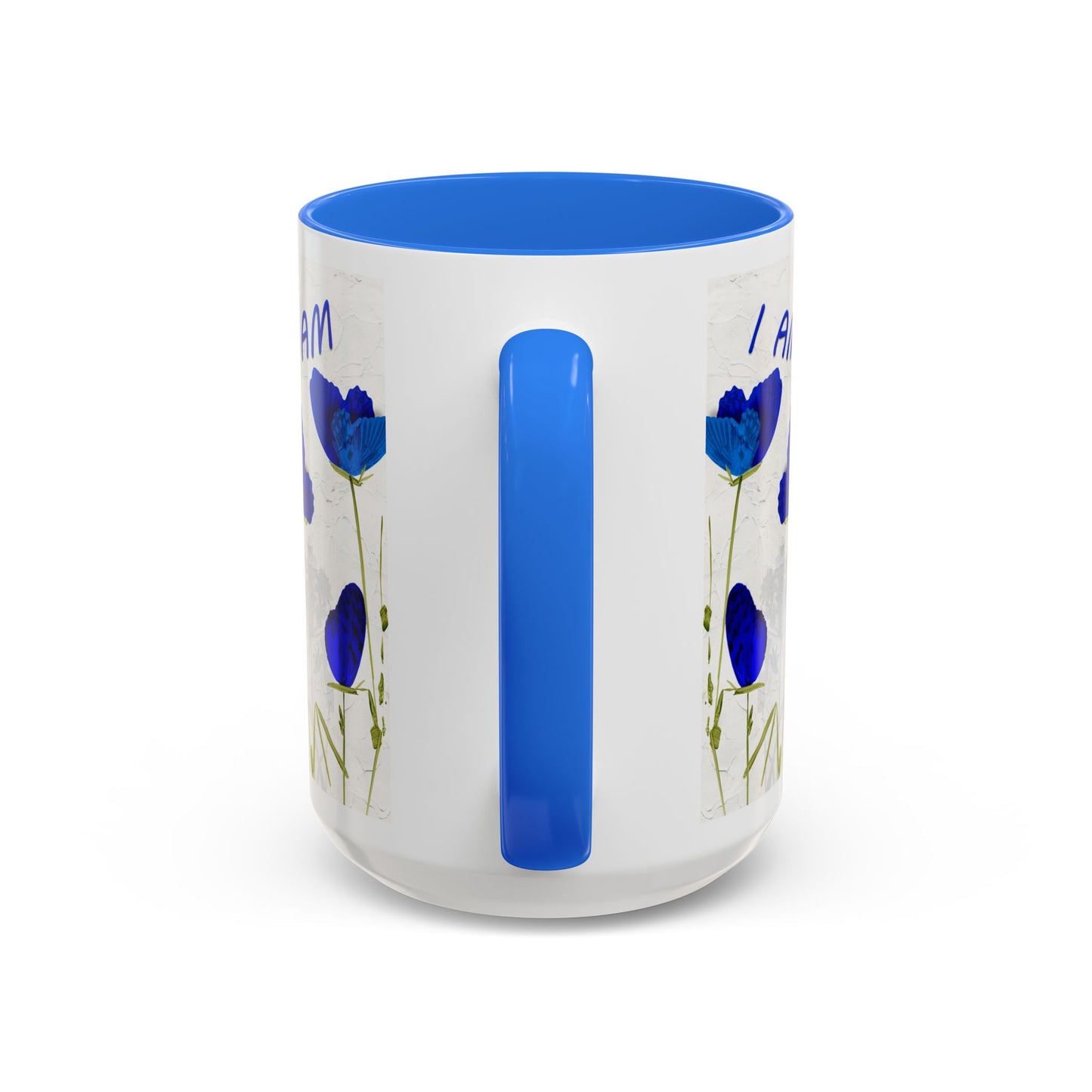 I am awakening, Butterfly flowers in blues. Colorful Mug by Artist Marie Frederique