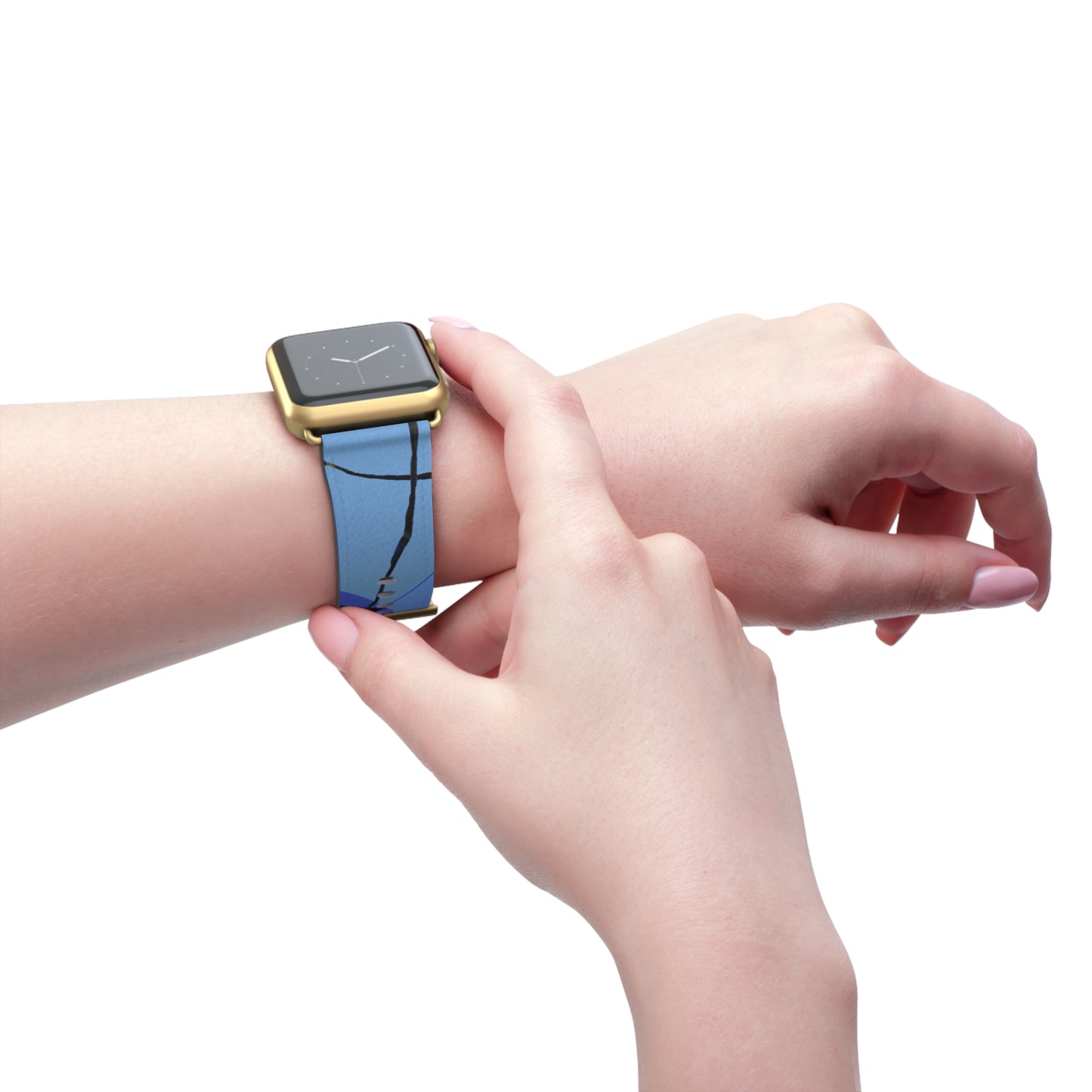 Abstract Series, Fun warm Blue tone faux leather Watch Band by artist Marie Frederique