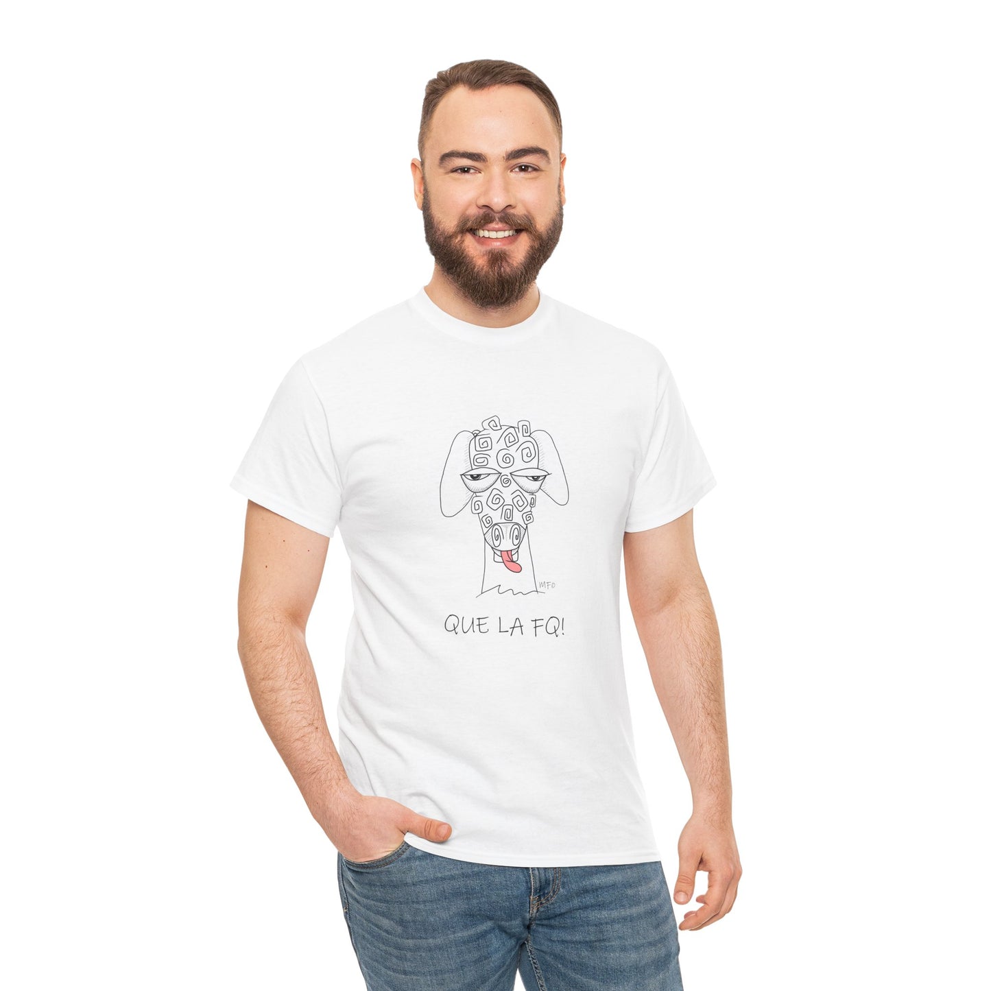 Adult Humor "QUE LA FQ!" Sheep's face - Unisex Heavy Cotton Tee by artist Marie Frederique