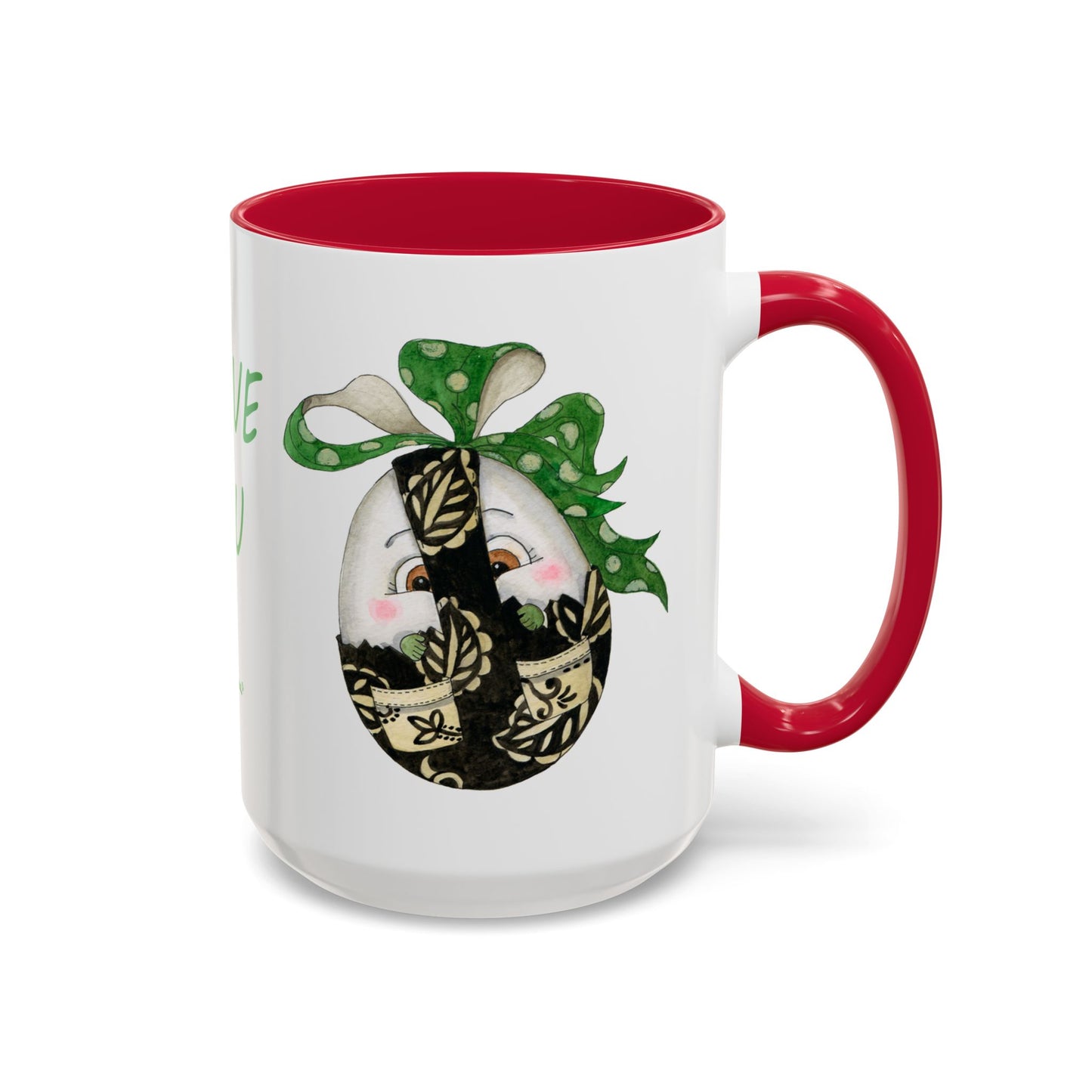 Whimsical Mugs with I Love You Egg Design - Valentine's Day/Easter Gift by artist Marie Frederique