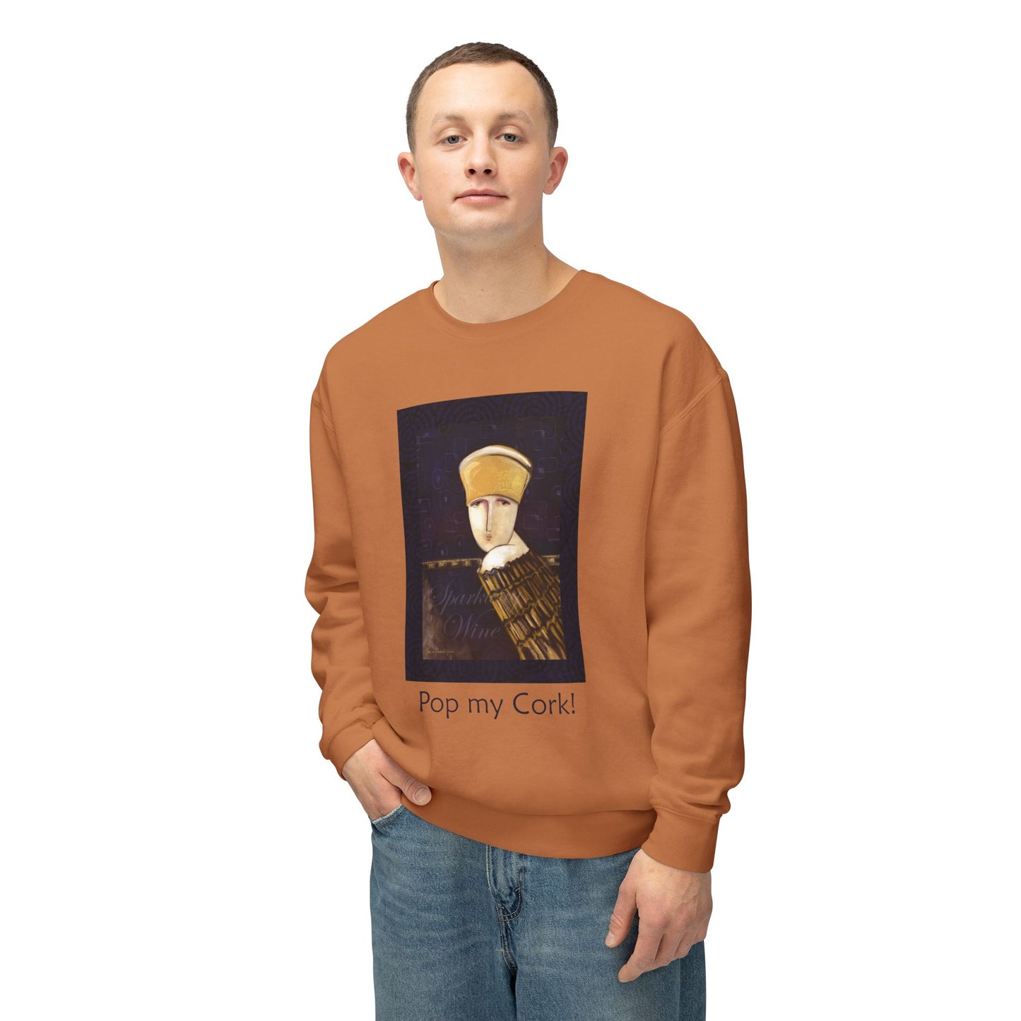 Champagne Bottle Lightweight Sweatshirt - Pop My Cork Celebration Apparel by artist Marie Frederique