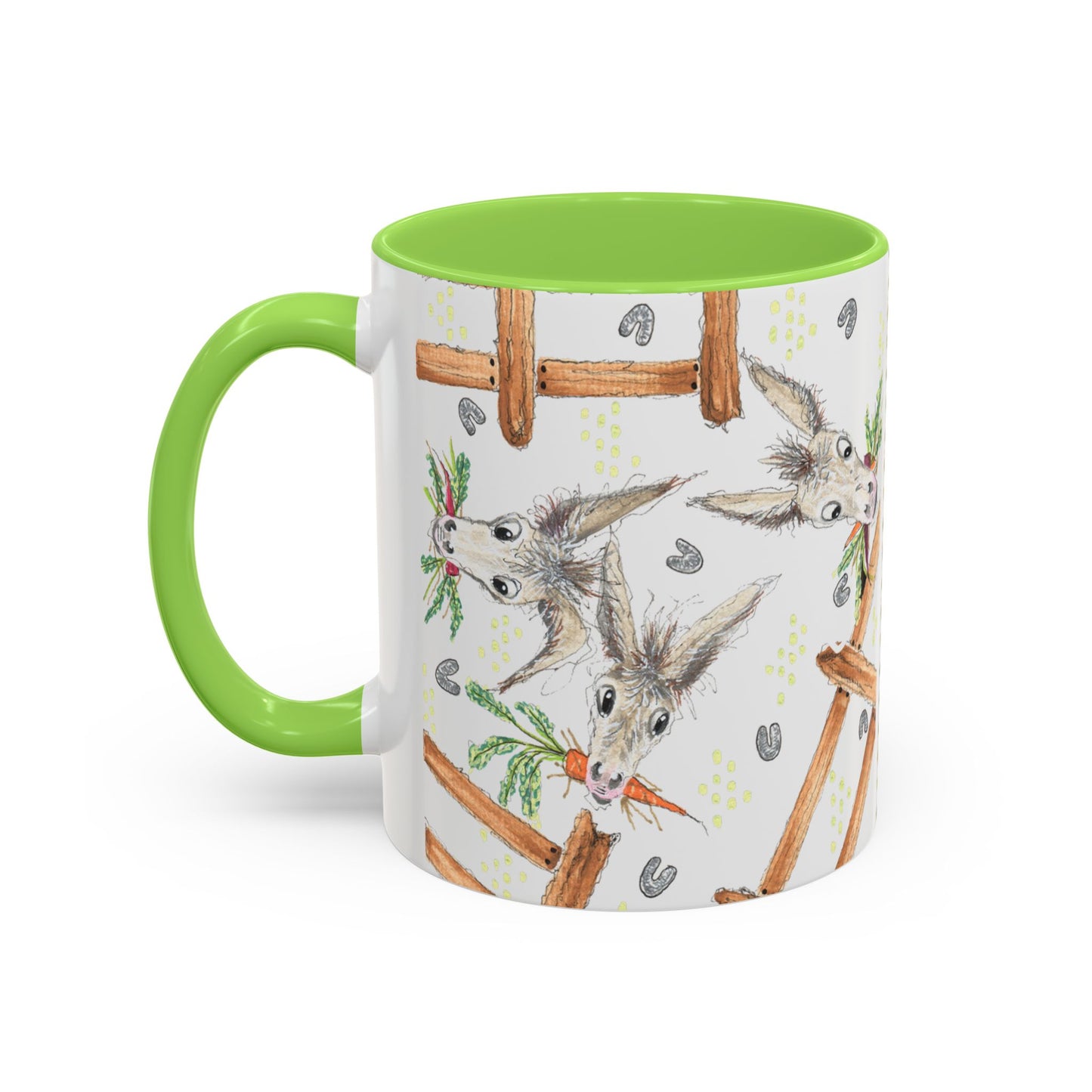 Rainbow Carrots and Donkeys - Colorful Mug by Artist Marie Frederique