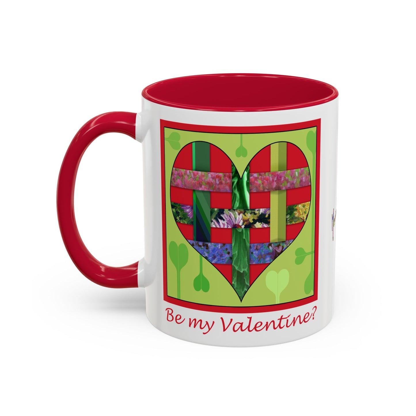 Valentine Red Multicolored Ribbon Heart - 11oz & 15oz Colorful Mug Gift by artist Marie Frederique