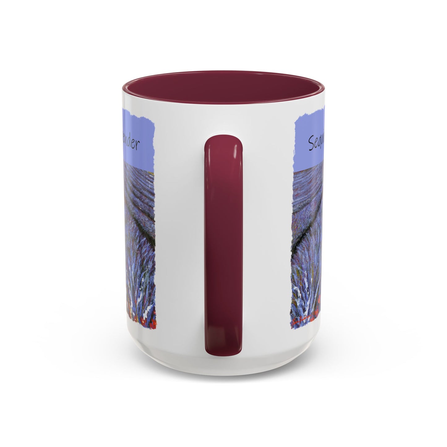Lavender field Mug, Meet Me in the Fields Coffee Cup, by artist Marie Frederique