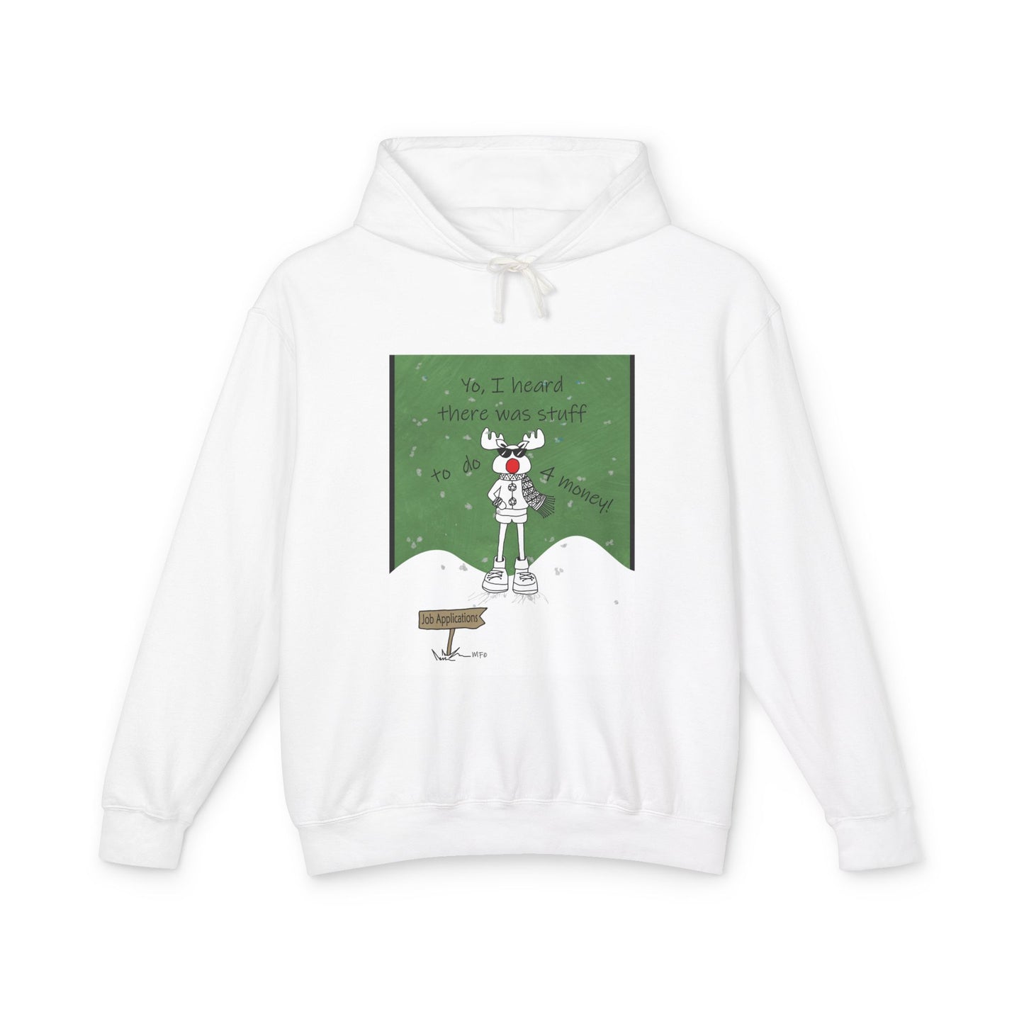 Christmas Hooded Sweatshirt - Reindeer Job Applications - Funny Christmas Design