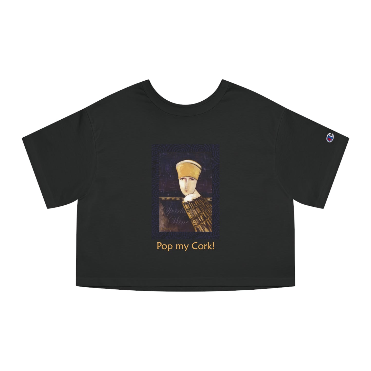 Pop my Cork! Celebration - Champion Women's Heritage Cropped T-Shirt by artist Marie Frederique