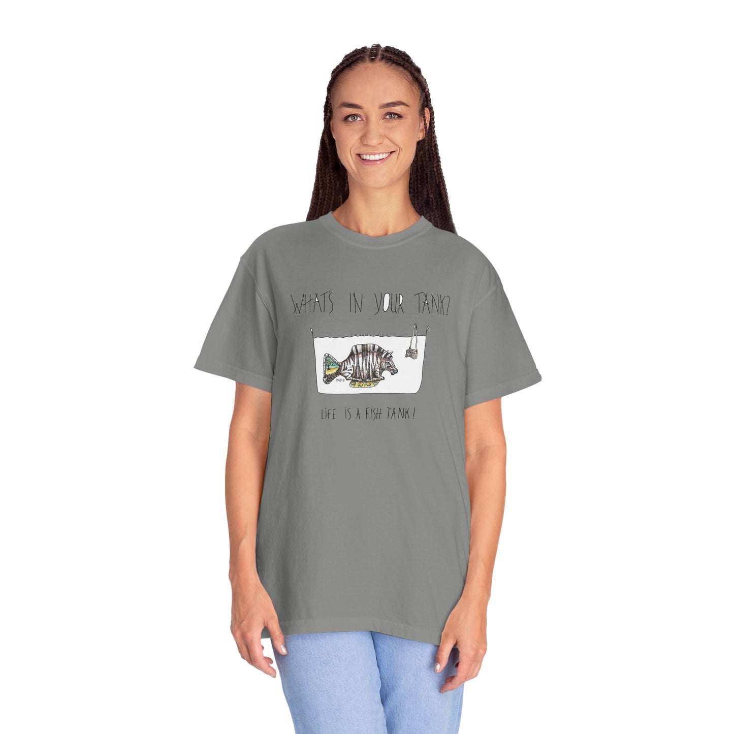 Fish Tank Collection, Zebra Fish Aquarium T-Shirt by artist Marie Frederique