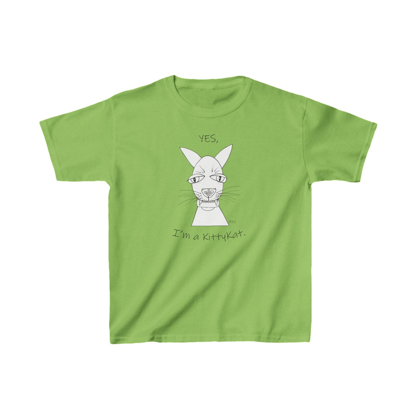 Cat lovers "YES, I'm a KittyKat" - Kids Heavy Cotton™ Tee by artist Marie Frederique