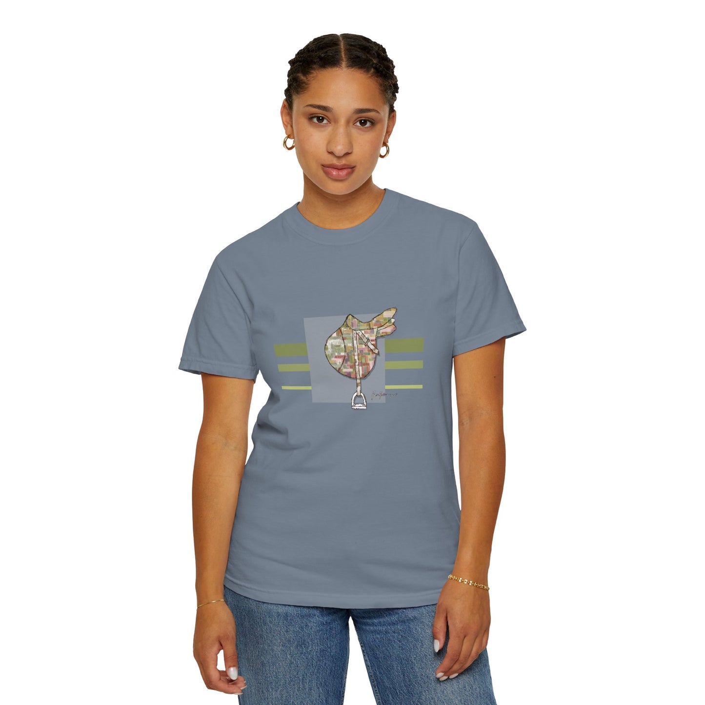 Equestrian Saddle patchwork T-Shirt by artist Marie Frederique
