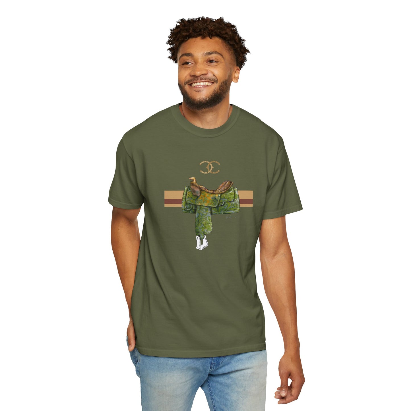 Western Saddle Equestrian Graphic T-Shirt by artist Marie Frederique