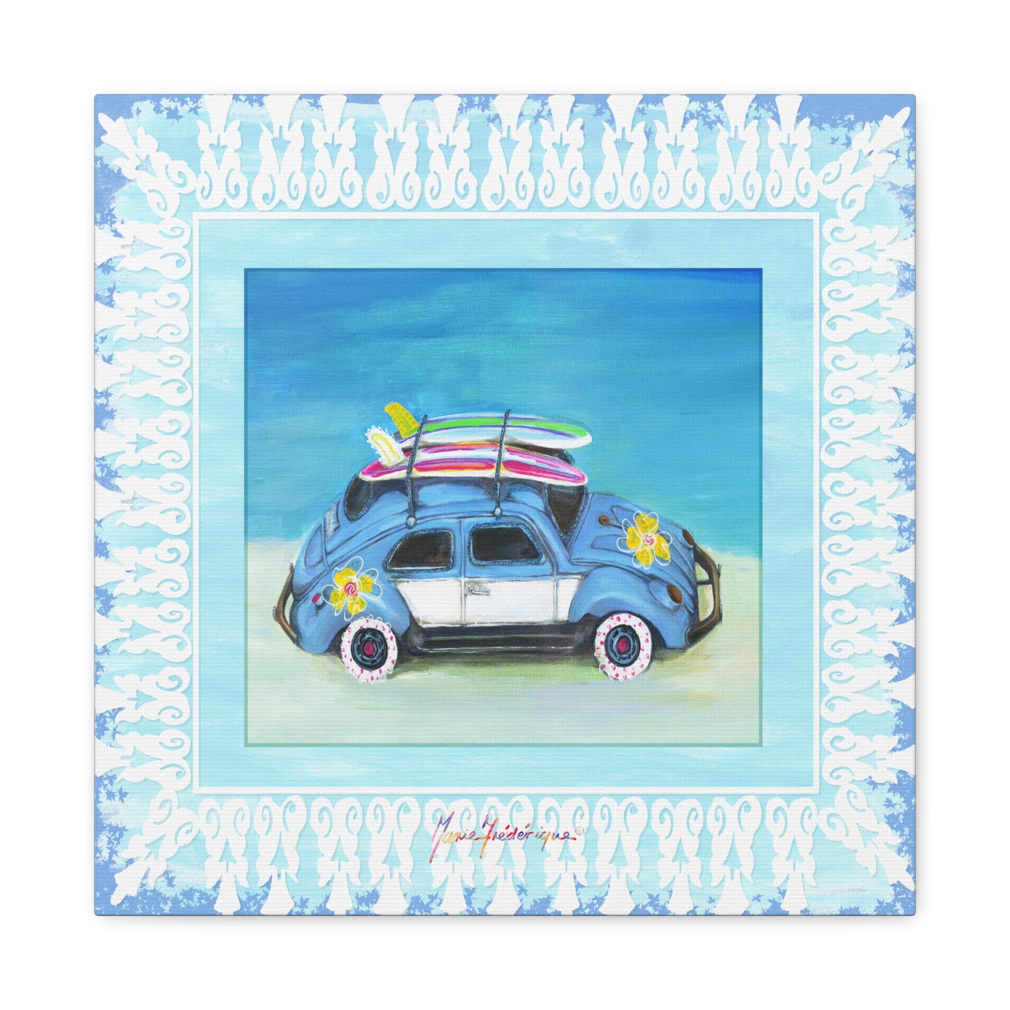 Surfing Buggy Canvas Art for Beach Lovers, by artist Marie Frederique