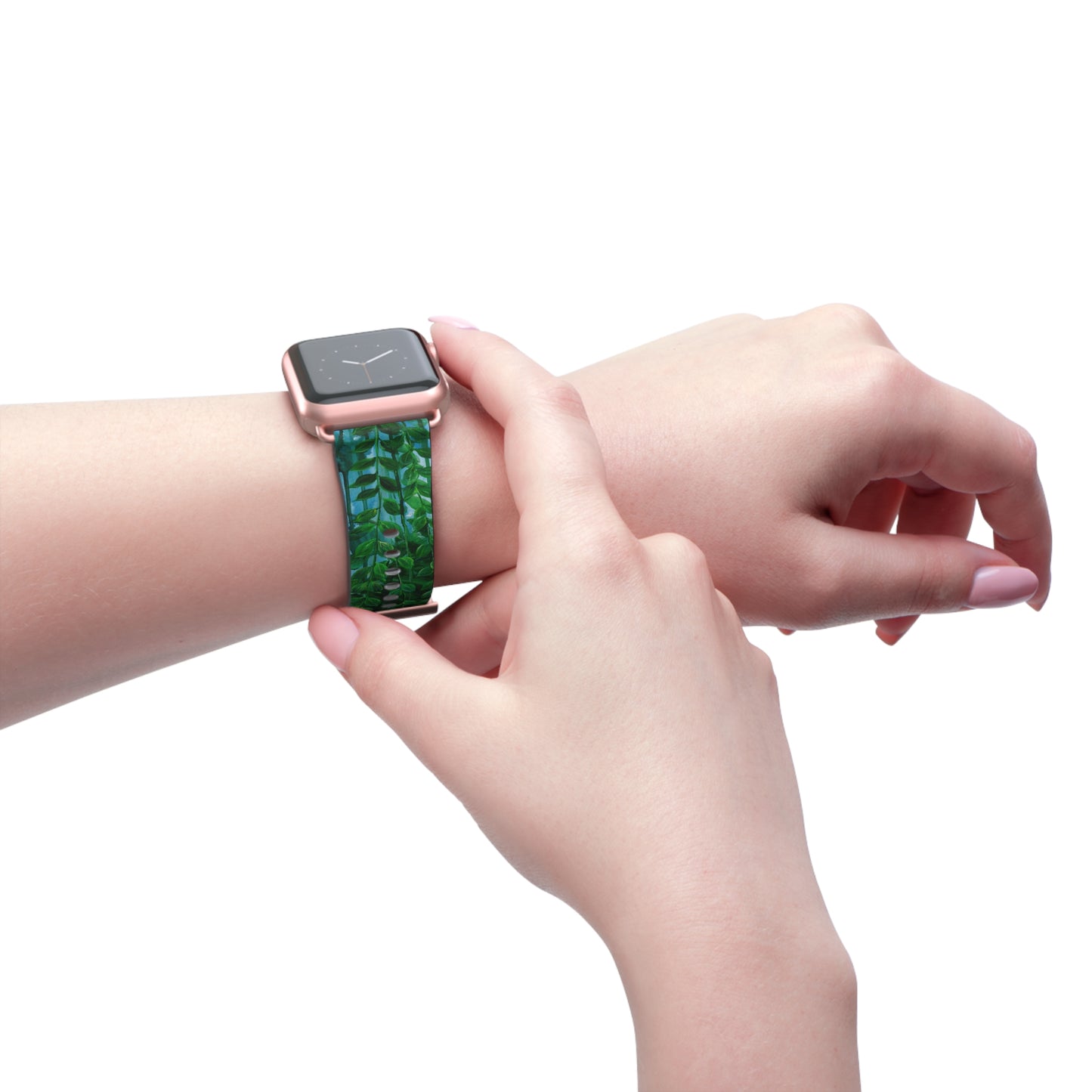 Blue Planet Series, Jungle leaves faux leather Watch Band by artist Marie Frederique