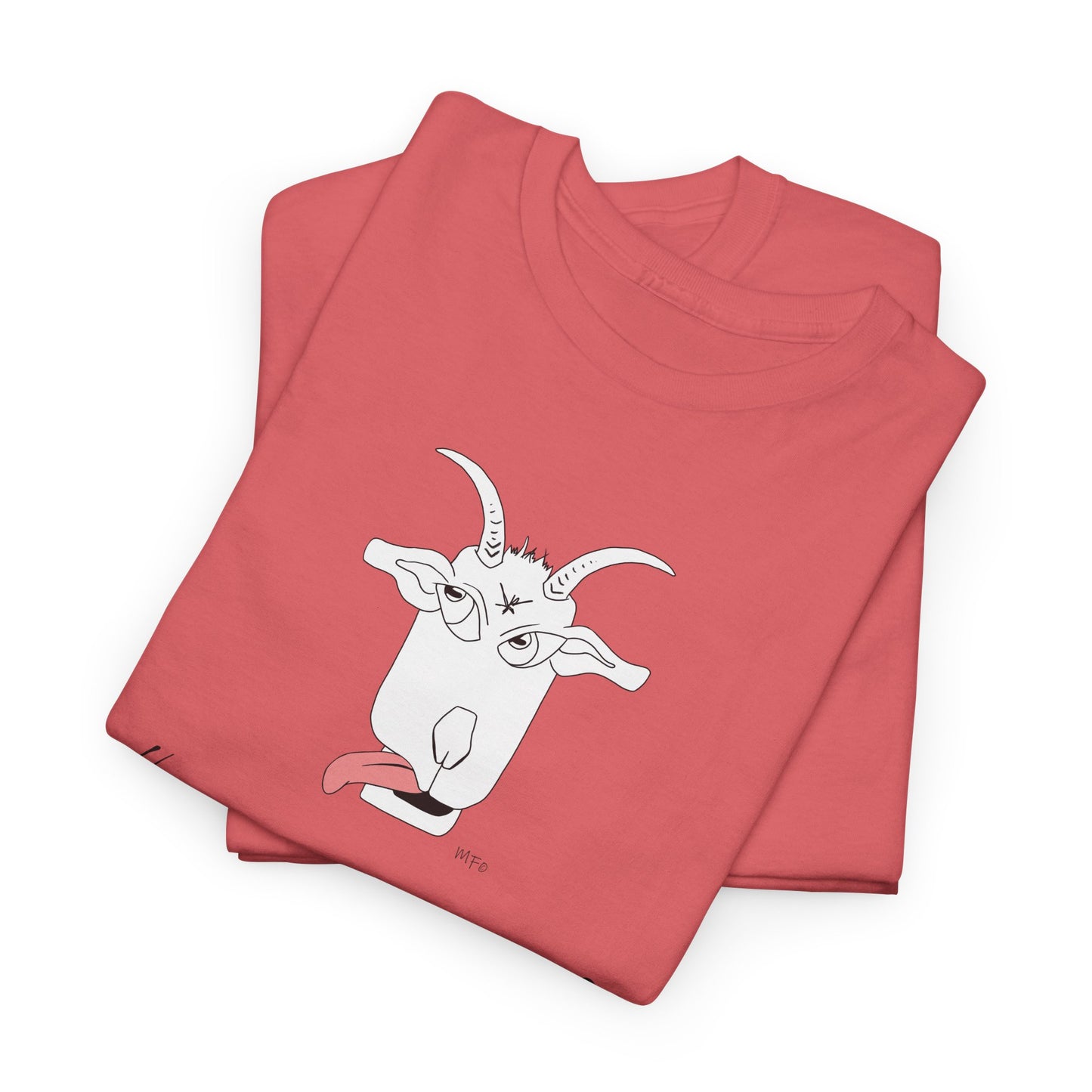Funny Goat Tee - 'Hey Man, Got Any Grass?' Unisex Heavy Cotton T-Shirt by artist Marie Frederique