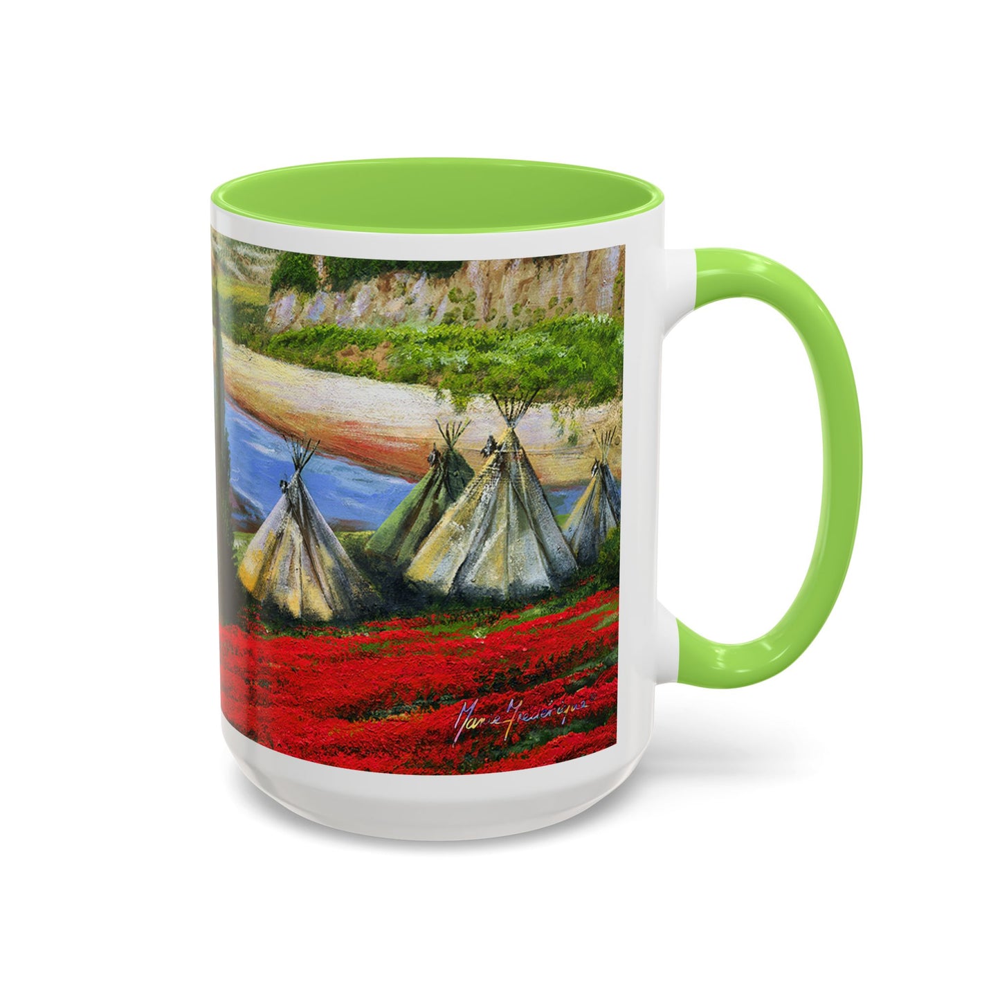 Indian Summer Vibes, teepees and poppies with a backdrop of beautiful canyon by Artist Marie Frederique