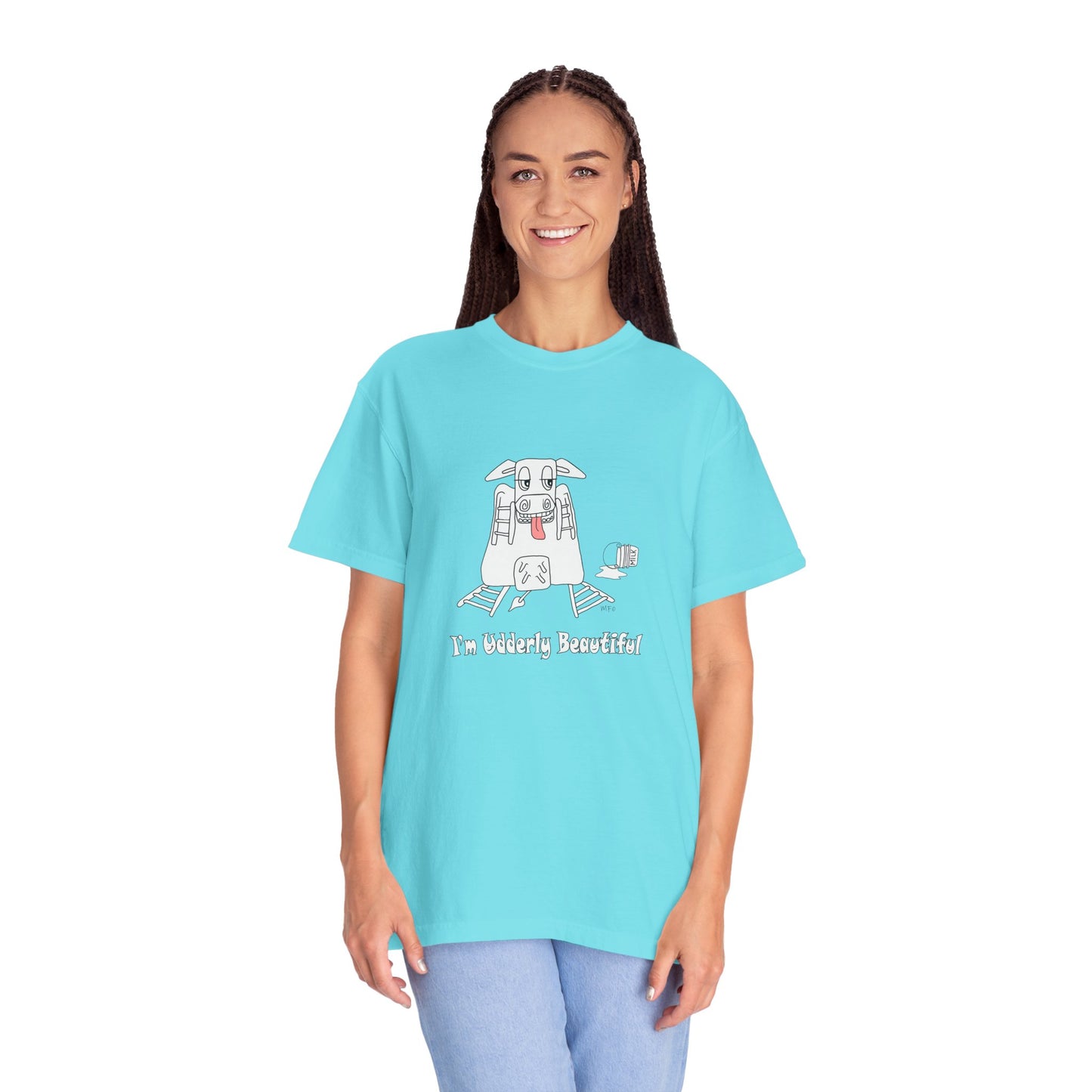 Cow Print T-Shirt - Big Girls Funny Tee by artist Marie Frederique