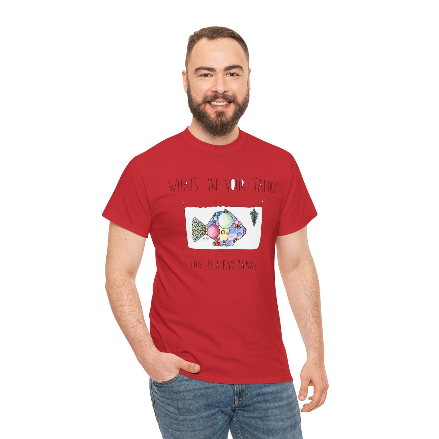 Fish Tank Graphic Tee — “What’s In Your Tank? Live Is A Fish Tank” Cute Aquatic Illustration Shirt