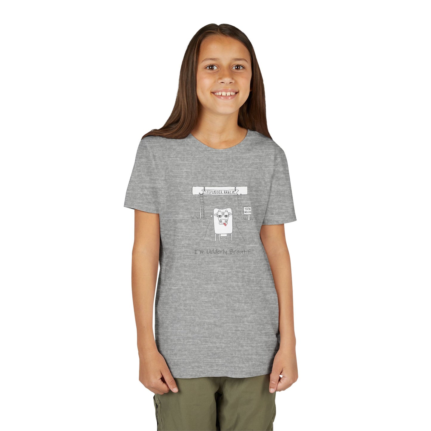 Cute Youth Tee - "I'm Udderly Beautiful" Cow Design - Perfect for Kids