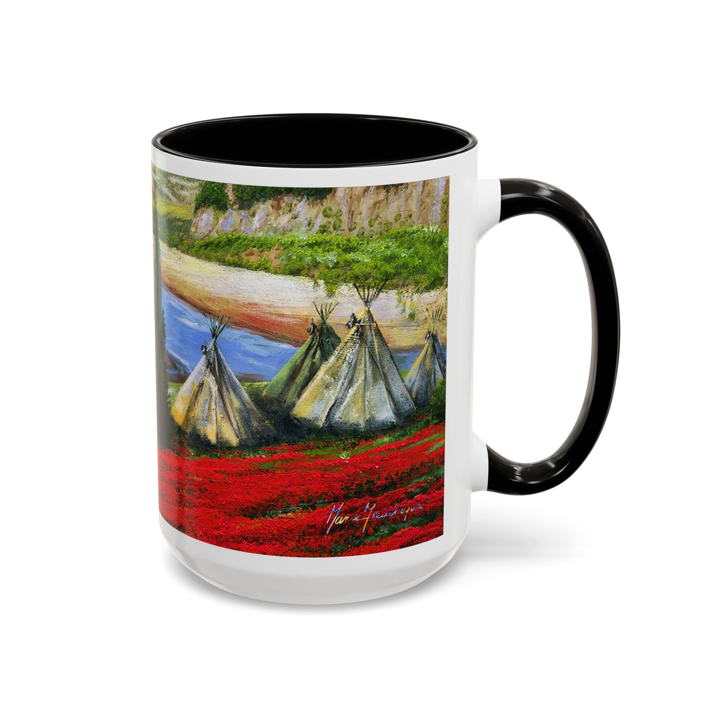 Indian Summer Vibes, teepees and poppies with a backdrop of beautiful canyon by Artist Marie Frederique