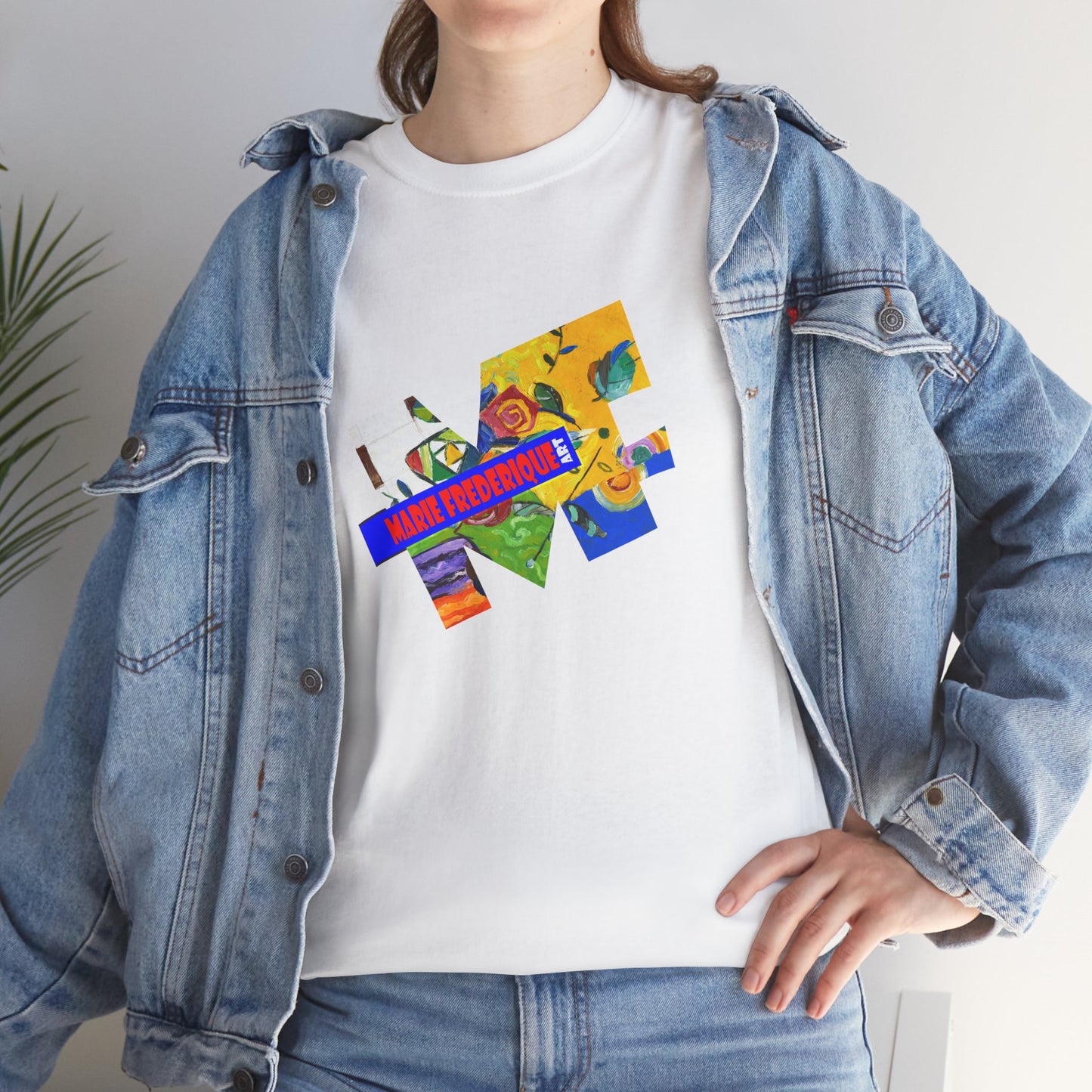 Multicolored Art collage Unisex Heavy Cotton Tee - Perfect for Art Enthusiasts by artist Marie Frederique