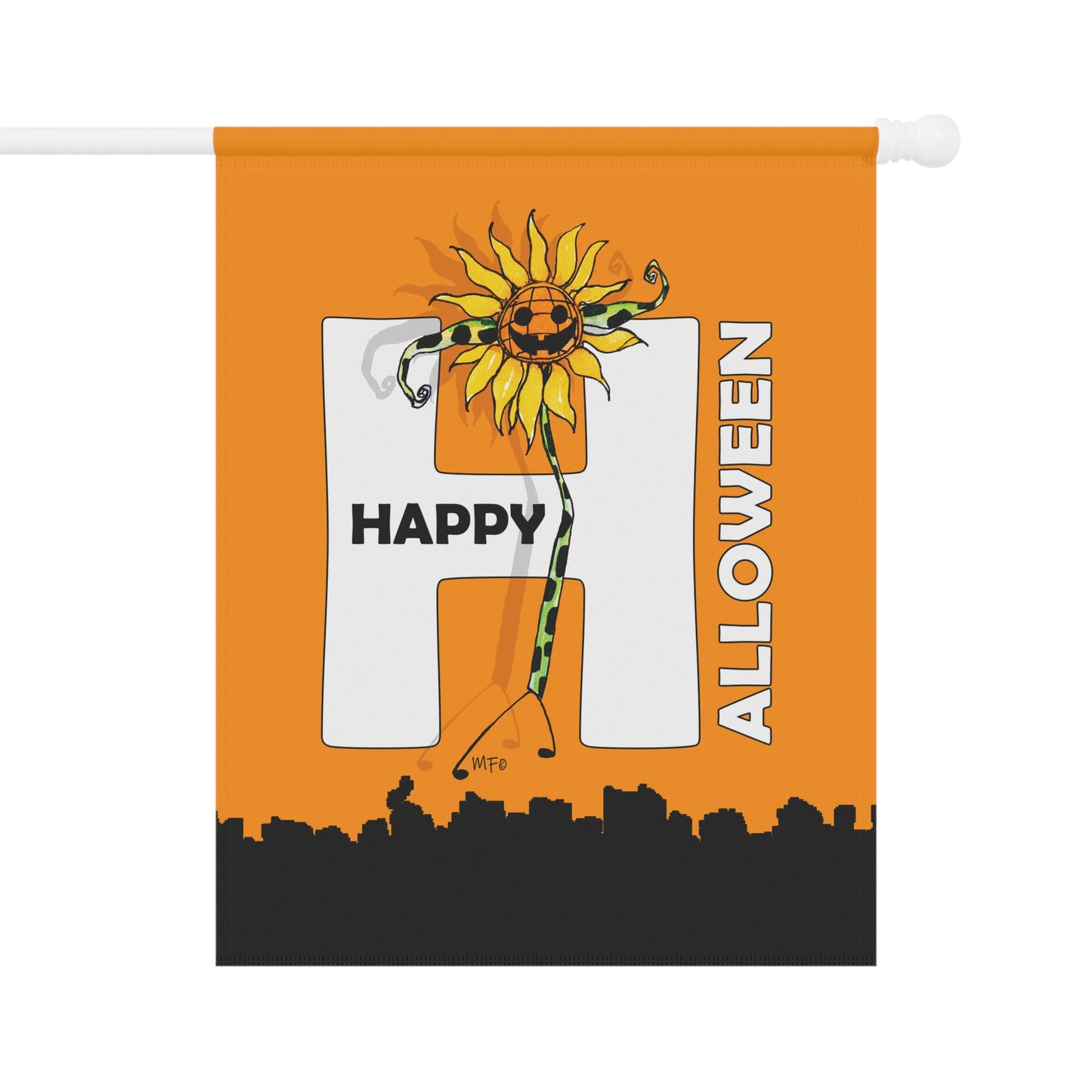 Banner Wall Decor - Hudda Sunflower Pumpkin Halloween Design by artist Marie Frederique