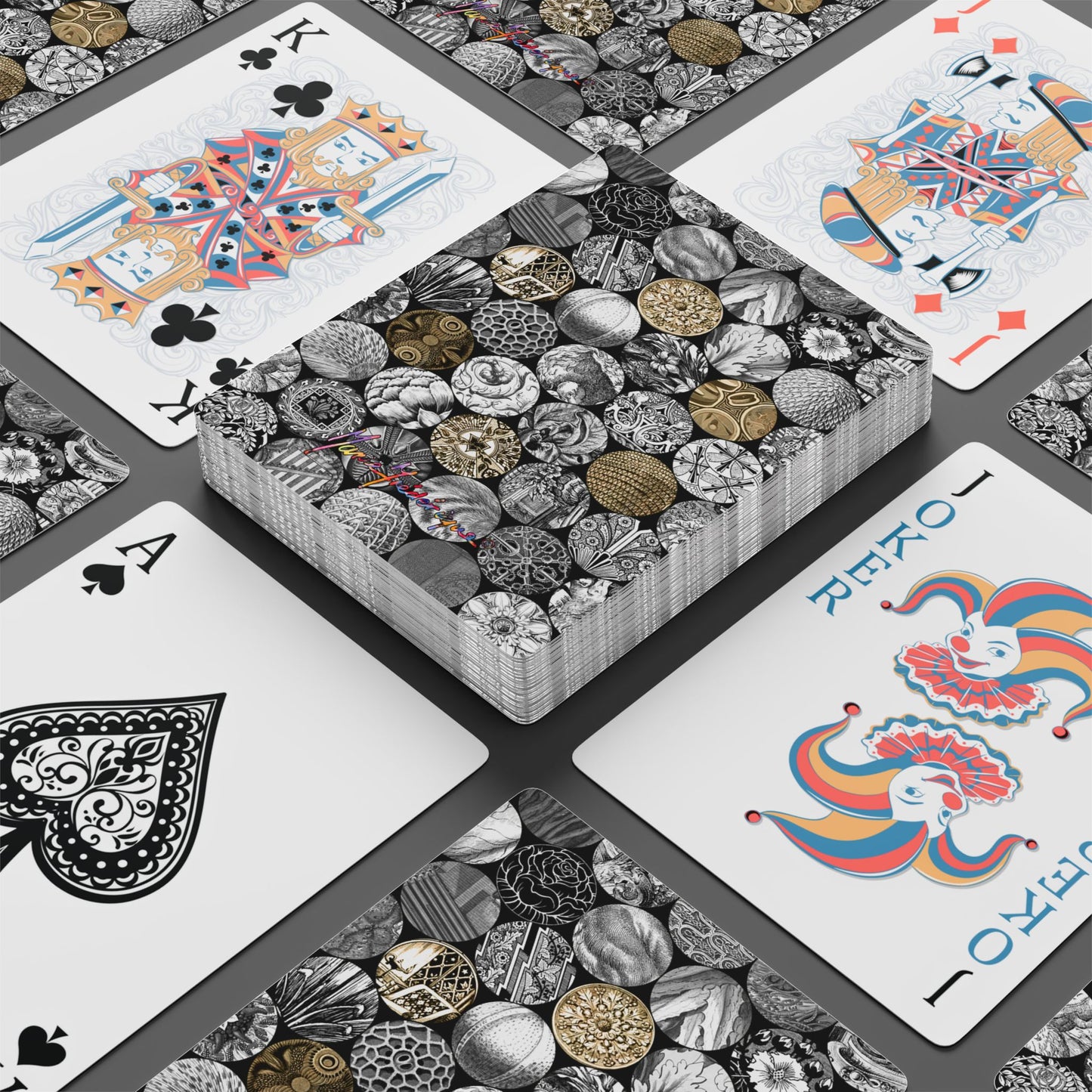 Mosaic Gold Medallions, Elegant Poker Playing Cards – Unique Design for Game Nights by artist Marie Frederique