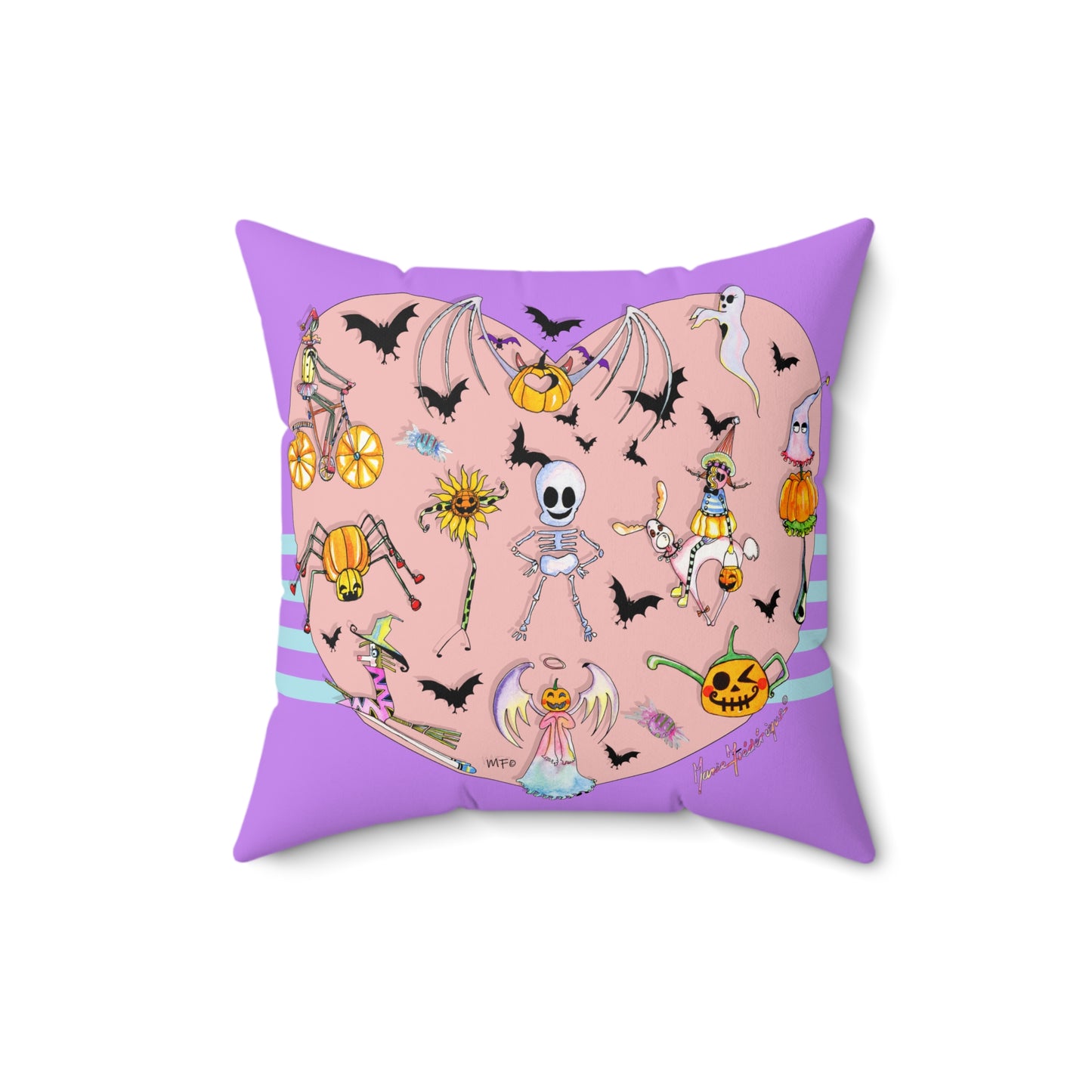 Halloween Heart Decorative Pillow by artist Marie Frederique