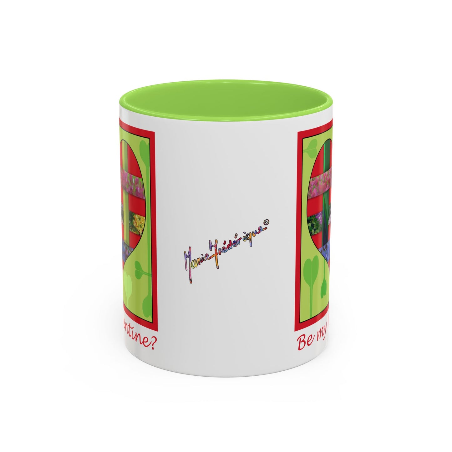 Valentine Red Multicolored Ribbon Heart - 11oz & 15oz Colorful Mug Gift by artist Marie Frederique