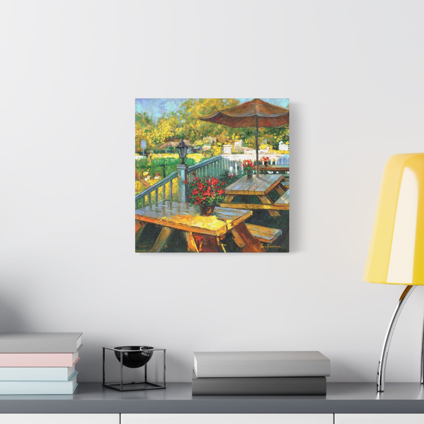 Vibrant Patio Canvas Wall Art by artist Marie Frederique