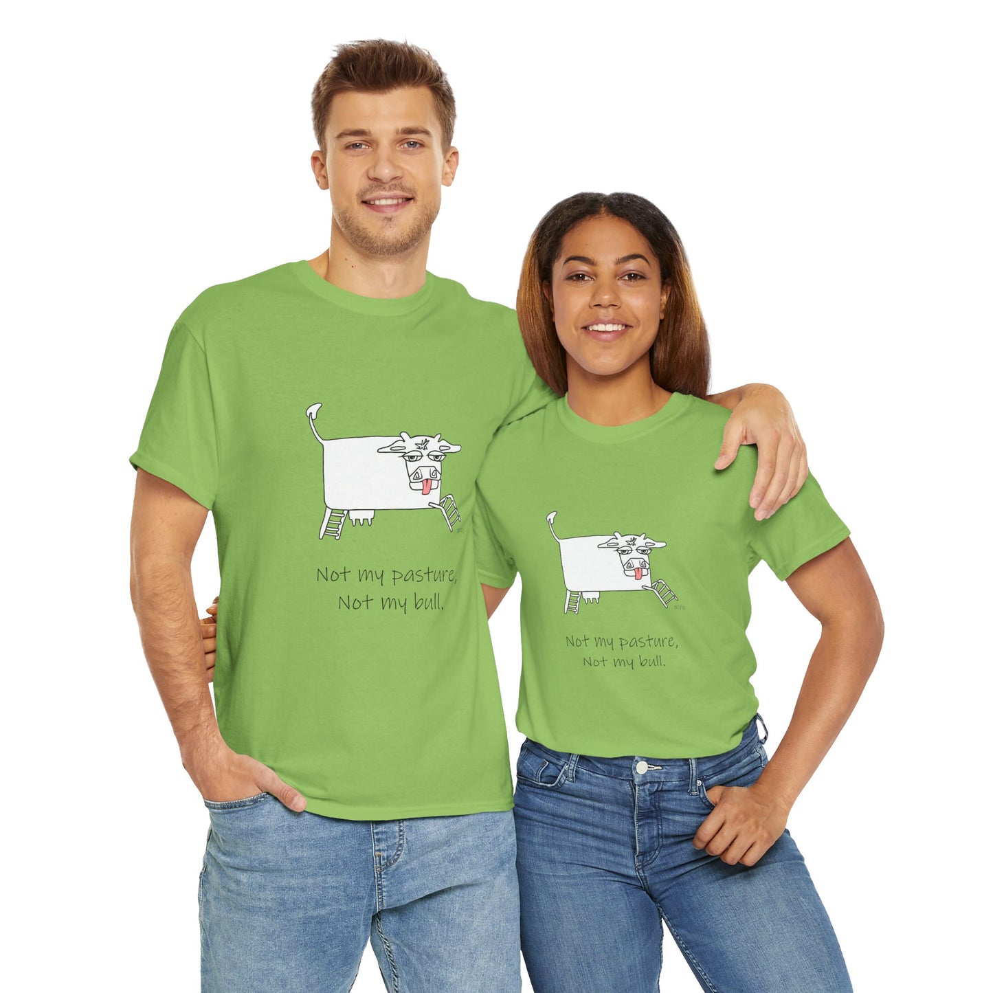 Funny Cow Graphic Tee - "Not My Pasture, Not My Bull" Unisex Heavy Cotton T-Shirt