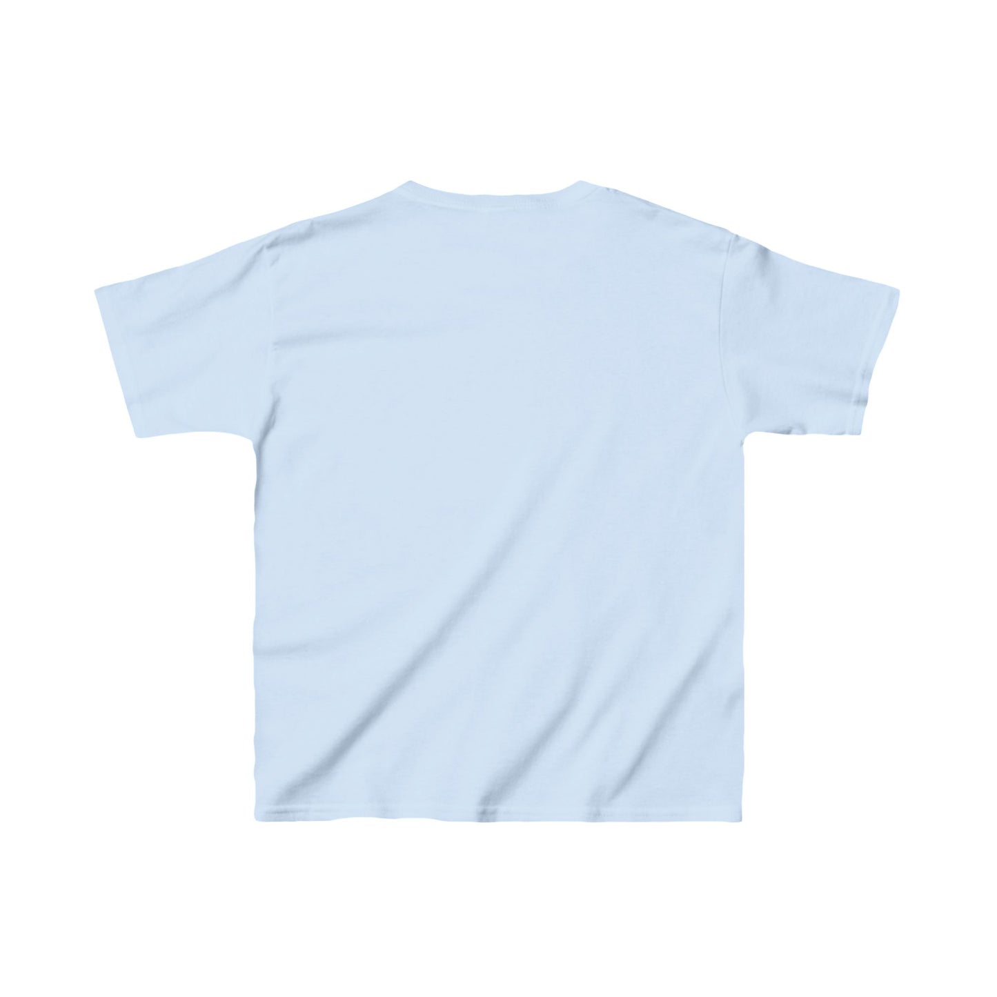Child with a sailboat in a triangle of pastel painted leaves symbolizing Manifestation - Kids Heavy Cotton™ Tee by artist Marie Frederique