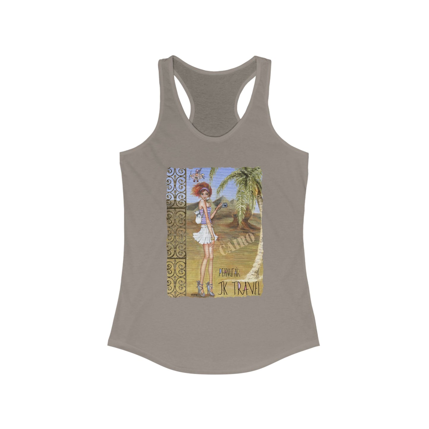 JK TRAVEL/PEANUT AIR, CAIRO - Women's Ideal Racerback Tank by artist Marie Frederique
