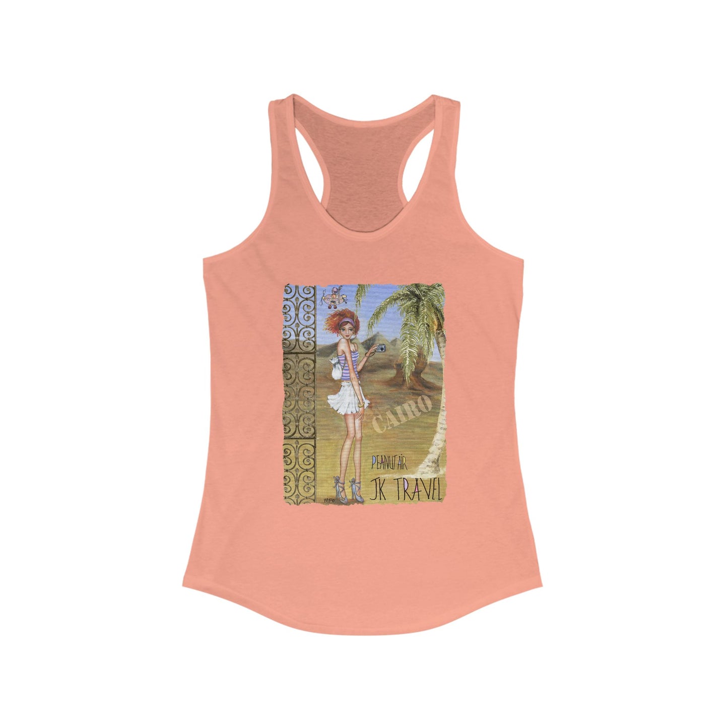 JK TRAVEL/PEANUT AIR, CAIRO - Women's Ideal Racerback Tank by artist Marie Frederique