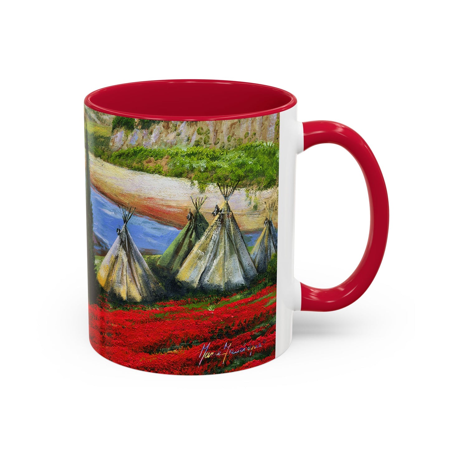 Indian Summer Vibes, teepees and poppies with a backdrop of beautiful canyon by Artist Marie Frederique