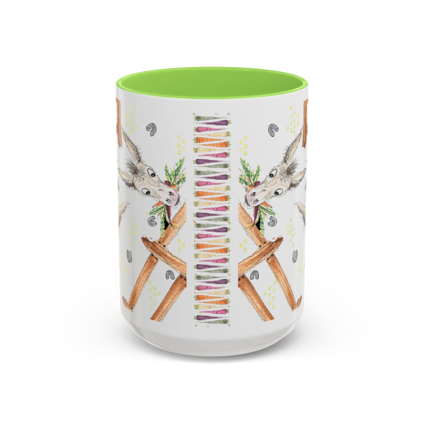 Rainbow Carrots and Donkeys - Colorful Mug by Artist Marie Frederique