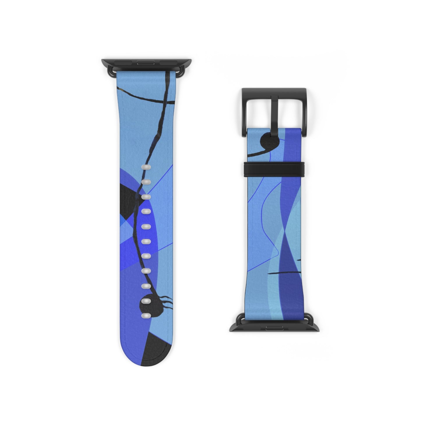 Abstract Series, Fun warm Blue tone faux leather Watch Band by artist Marie Frederique
