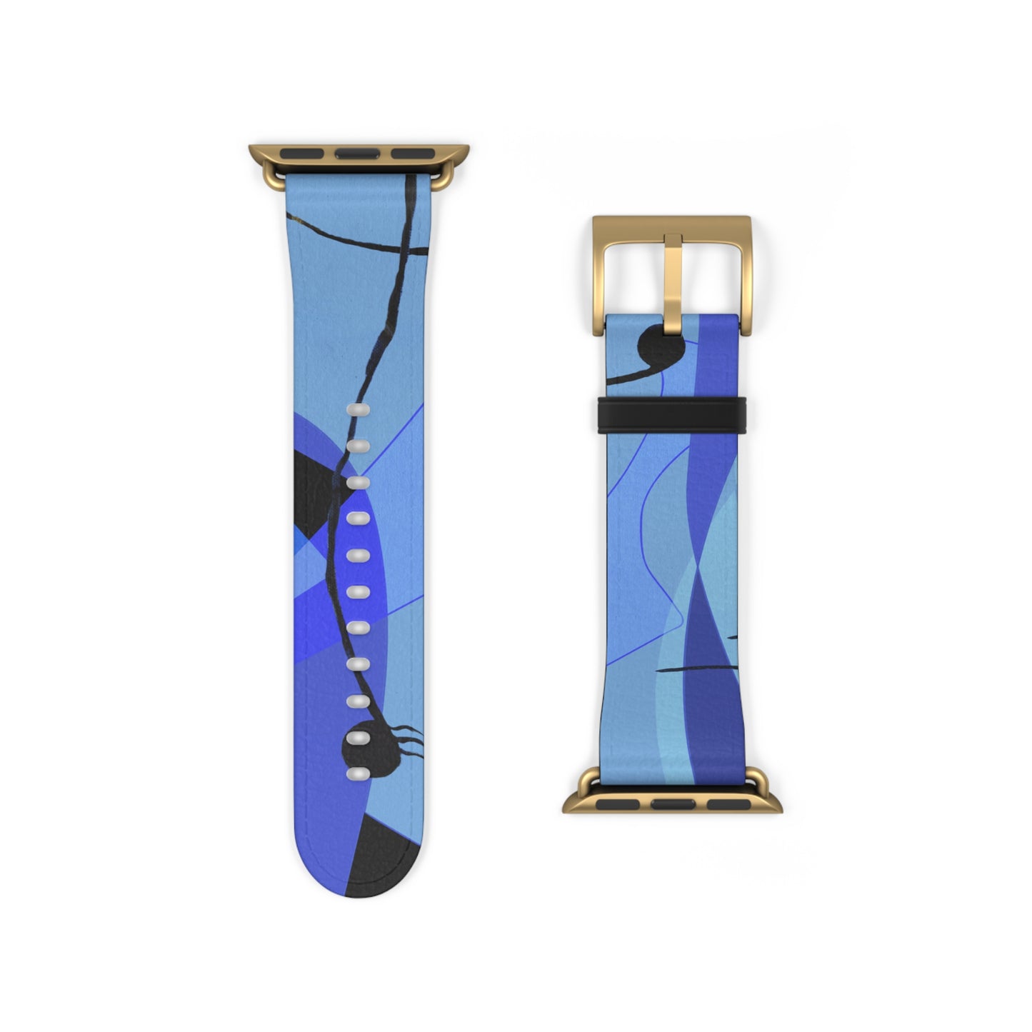 Abstract Series, Fun warm Blue tone faux leather Watch Band by artist Marie Frederique