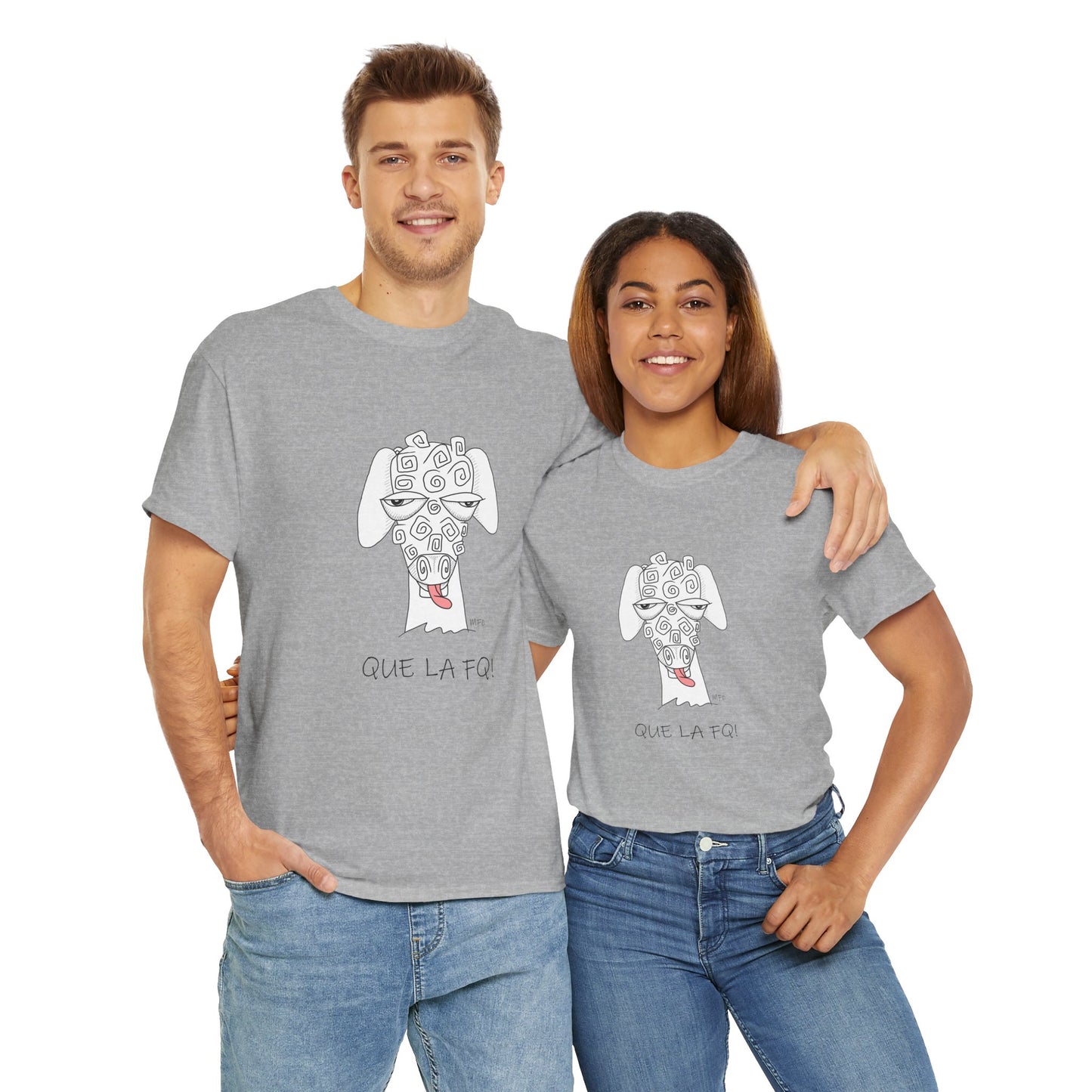 Adult Humor "QUE LA FQ!" Sheep's face - Unisex Heavy Cotton Tee by artist Marie Frederique