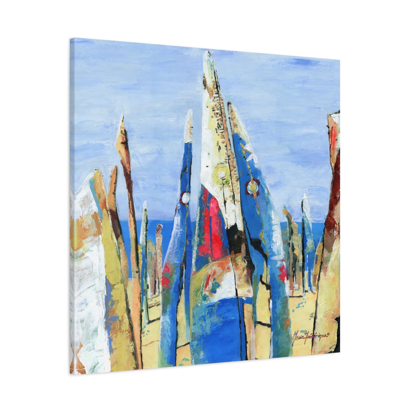 Beach Party 2, Abstract Canvas Wall Art by artist Marie Frederique