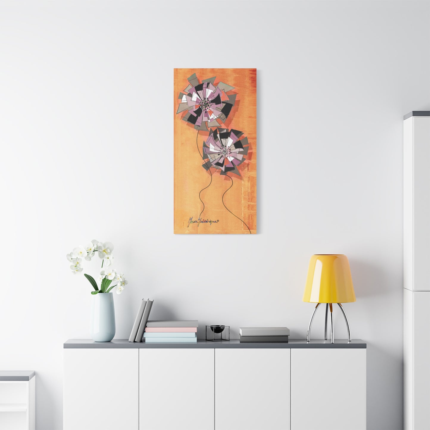Abstract Flower Pinwheel 2 Vertical Canvas by artist Marie Frederique