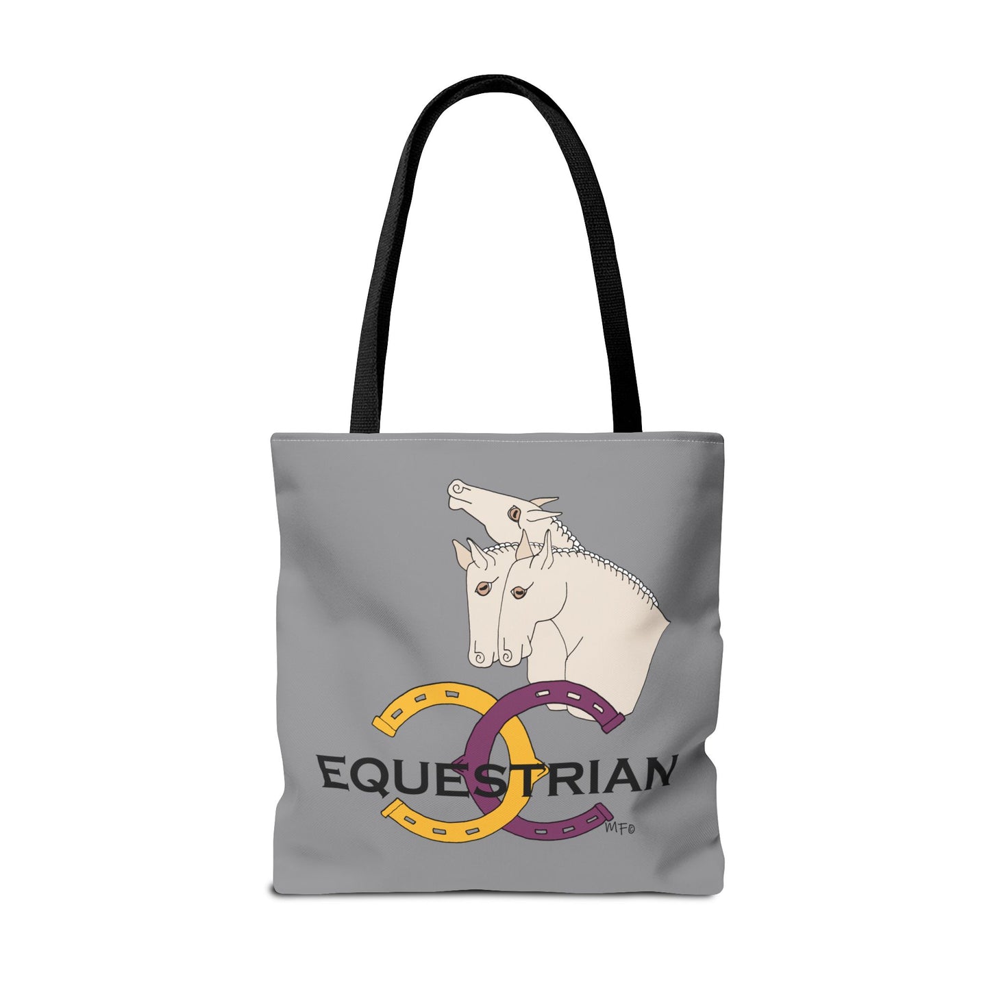 EQUESTRIAN CTS, Grey Tote Bag in 3 sizes and black or beige handles by artist Marie Frederique