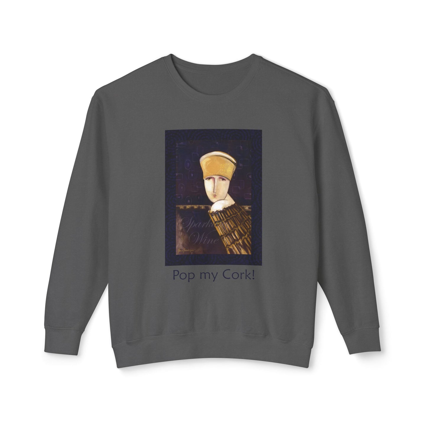 Champagne Bottle Lightweight Sweatshirt - Pop My Cork Celebration Apparel by artist Marie Frederique